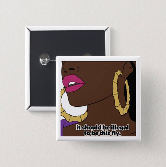 Black Girl Magic Square Pin | Fly Melanin Culture Button
