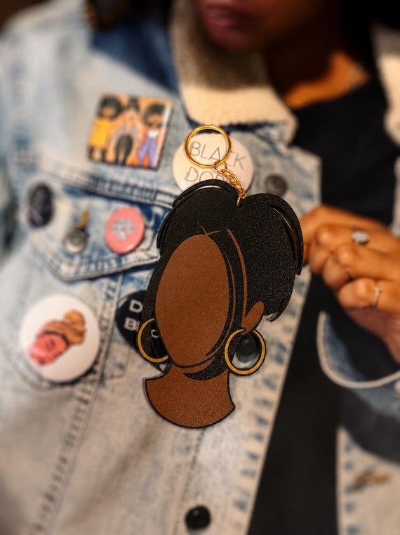80s & 90s Black Girl Hairstyle Keychain | 3D Printed  Charm | Retro Melanin Keychain Accessory