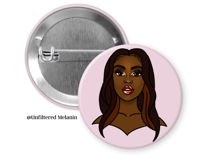 Black Girl pin back button| Cute Pin Back Buttons | Pin Back Buttons | Black Girl Magic Buttons