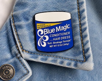 Blue Magic Hair Grease 2" Enamel Pin | Black Hair Care Nostalgia | Vintage Beauty Pin | Natural Hair Accessory