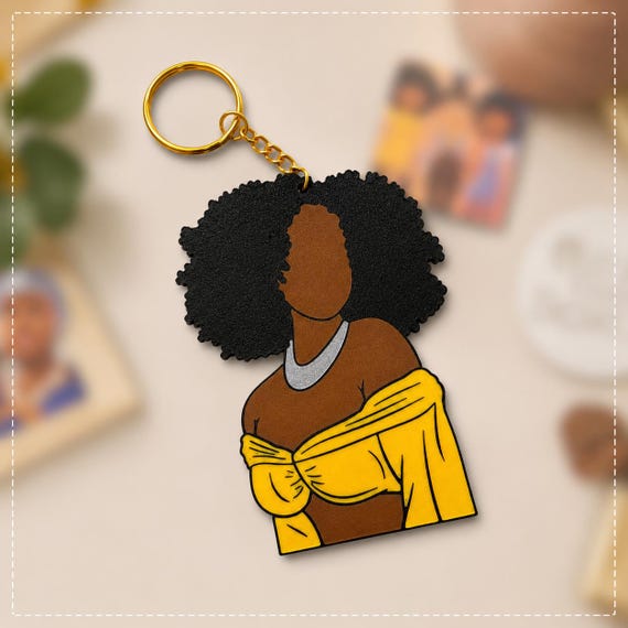Black Afro Girl 3D Printed Keychain | Melanin Purse Charm | Black Girl Accessory