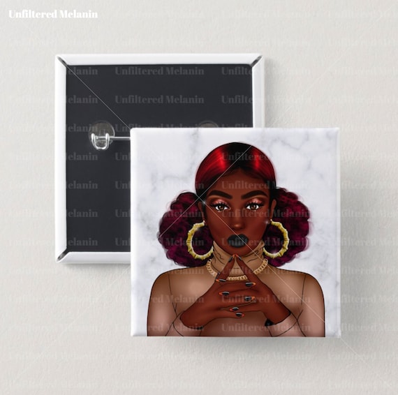 Black Girl  Square Button | Black girl magic | Melanin Pins | Black Girl Pins | Black Girl Pin Back Buttons