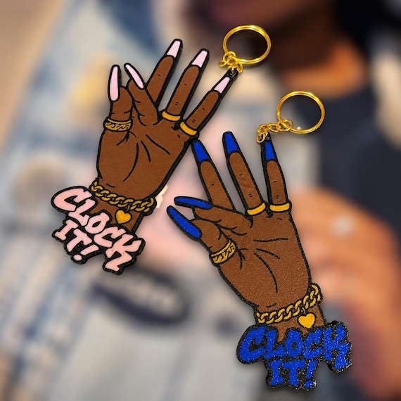 Clock It! 3D Printed Keychain | Black Girl Hand Gesture Charm | Cute Purse Charm | Statement Keychain |