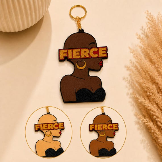 Bald Head Fierce Black Girl Keychain | Oversized 3D Printed Black Woman Keychain | Melanin Girl Bag Charm | Black Girl Gift