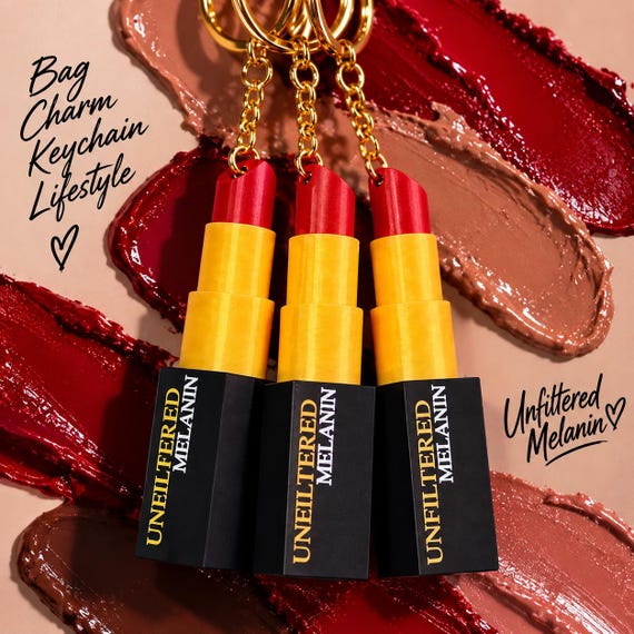 Lipstick Bag Charm | Oversized Lipstick Keychain | Makeup Lover Purse Charm | Unfiltered Melanin