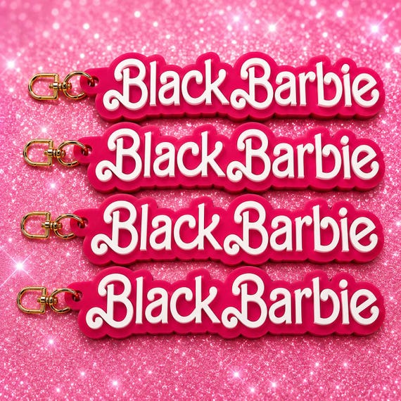 Black Barbie 3D Printed Keychain | Oversized Statement Bag Charm | Pink & White Barbie-Inspired Accessory | Black Girl Gift | Purse Charm