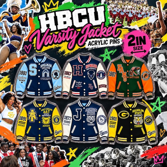 HBCU Varsity Jacket Acrylic Pin | HBCU College Pride Pin | Black College Alumni Gift | Backpack Bag Jacket Accessory