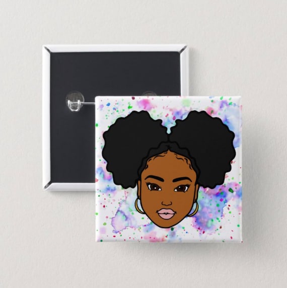 Black Girl Magic Square Pin | Melanin Art Button