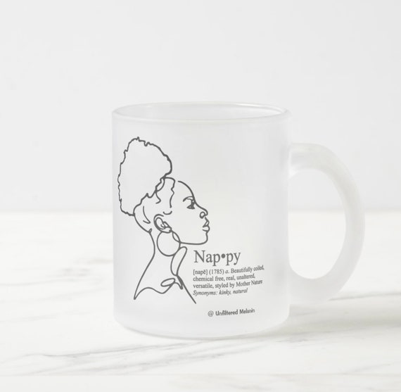 Nappy Definition Frosted Glass Mug | Black Girl Mug | Afro Drink-ware