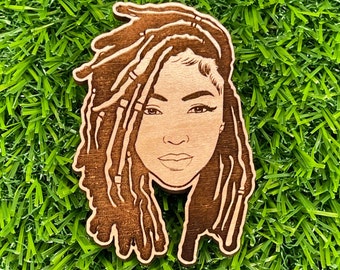 Black Woman with Locs Pinback button| Wooden Pin Back Buttons
