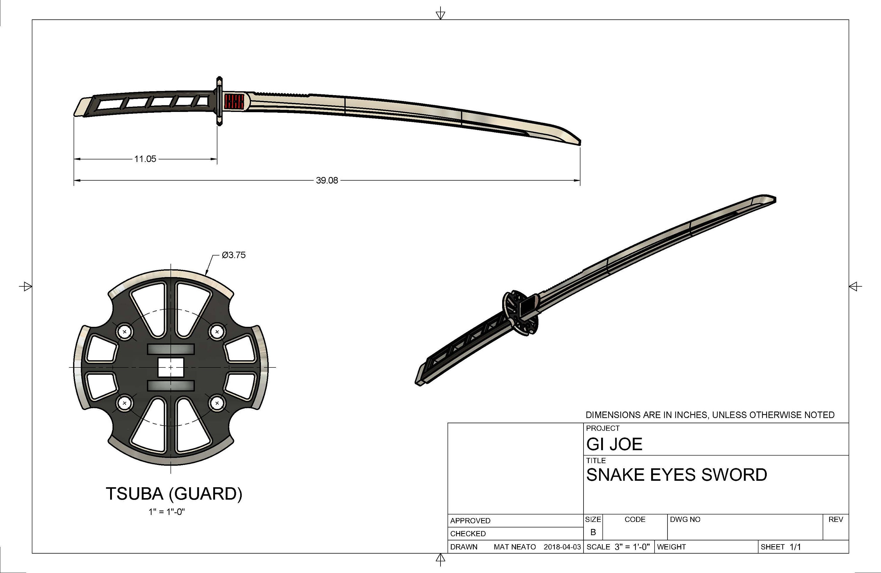 Snake Eyes Sword From GI JOE - STL Files - Cosplay - Etsy Snake Eyes Sword From GI JOE - STL Files - Cosplay - Etsy