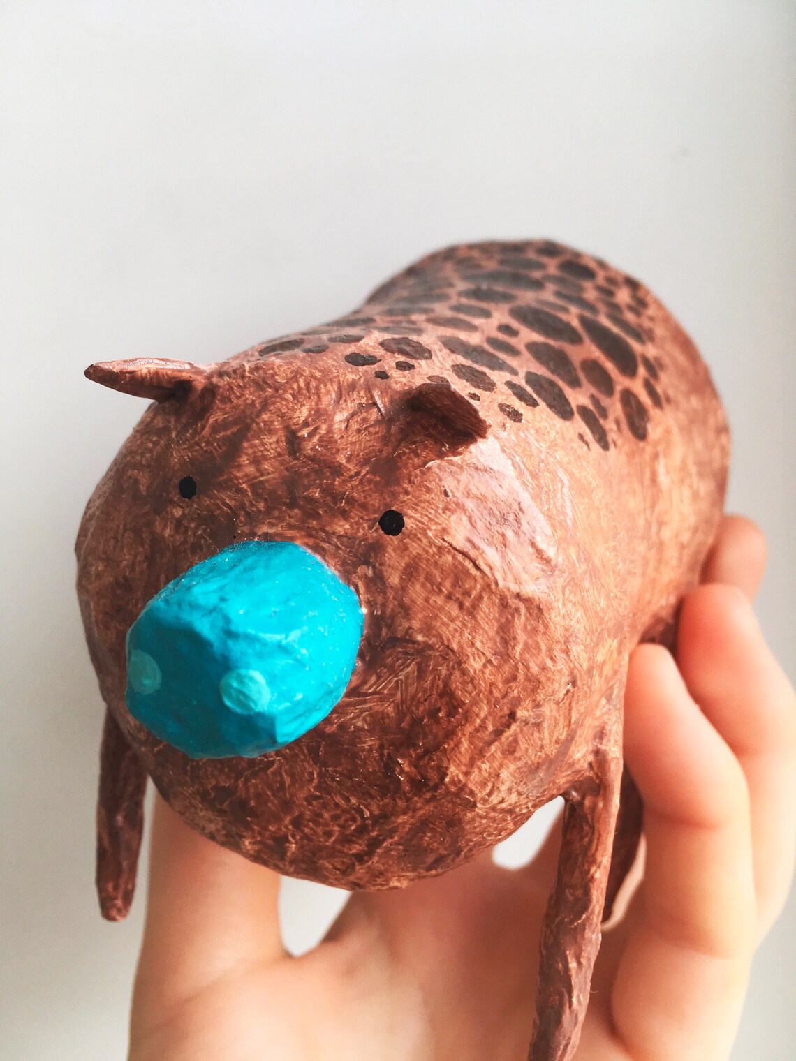 Fantastic paper mache pig Brown animal sculpture Fantasy Etsy