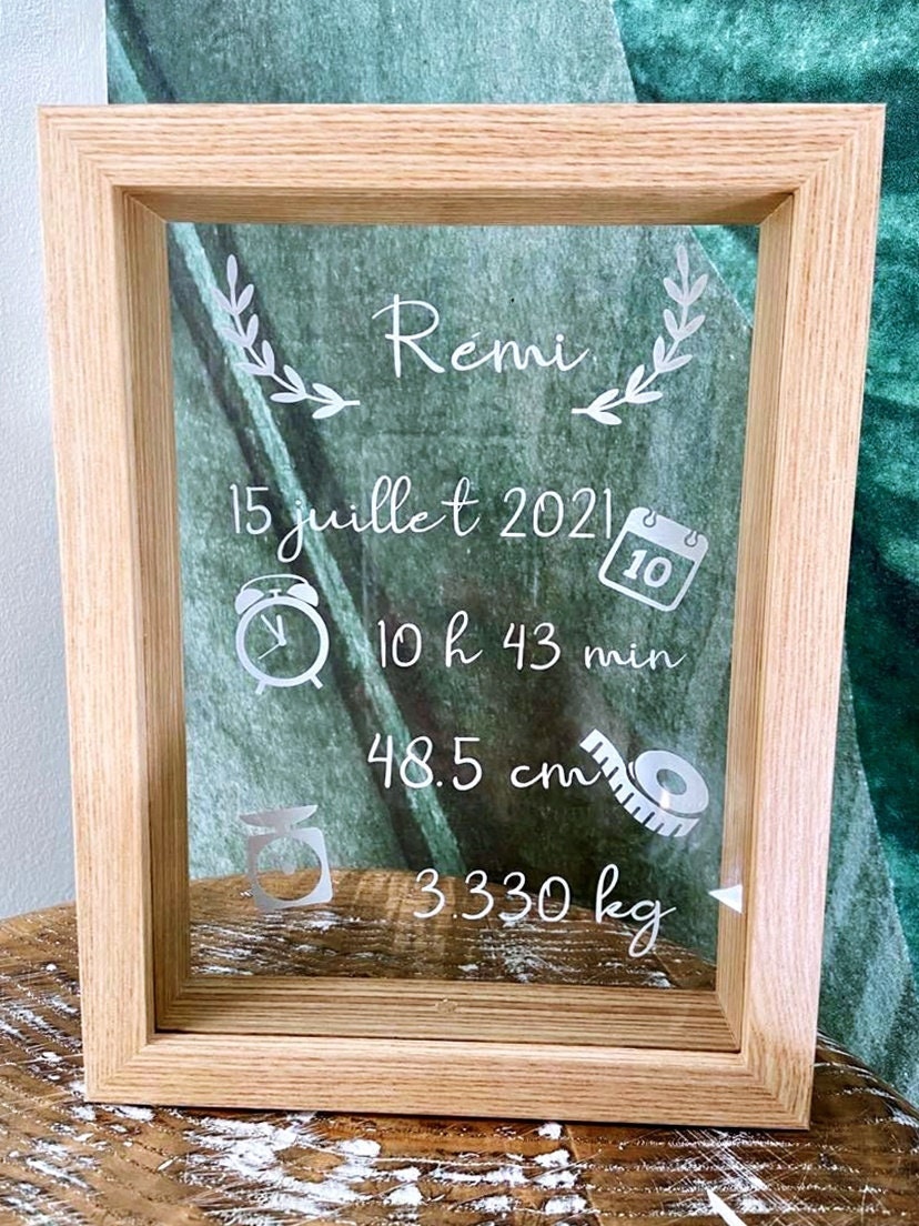 Cadre de Naissance Personnalisé Thème Classique - Cadre Cadeau -Cadeau Naissance