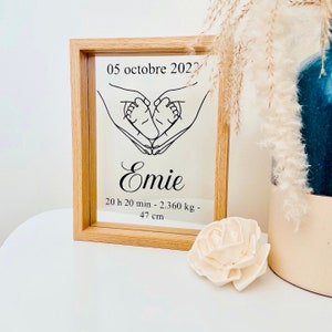 Cadre de naissance personnalisé "Lien" - Cadeau de naissance personnalisé - Cadeau de naissance original lien mère-enfant personnalisé
