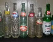 Vintage Pop Bottles, Soda Bottles, Pepsi, Tab, 7up, Royal Crown, Frostie, Double Cola, Dr. Pepper