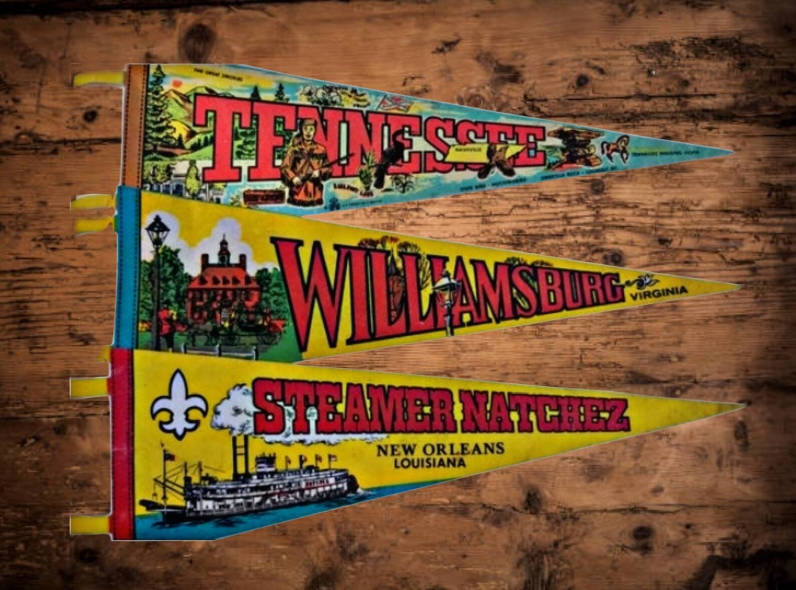 Vintage Souvenir Pennants Felt Flags State Etsy