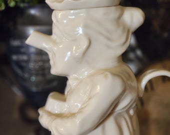 Vintage Pitcher, Teapot, Whimsical, White, Nose