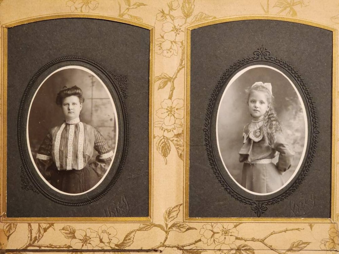 Antique Cards in Photo Album Frame, Black and White Photo