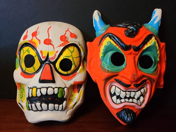 2 Vintage Halloween Masks, Zest, Promotional, Give