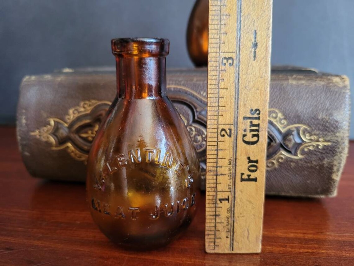 Antique Valentine's Meat Juice Bottle Amber Bottle Quack Etsy
