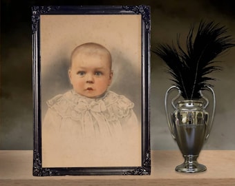 Antique Baby Portrait , Baby,  Victorian, Framed, Print (19.5 x 13.5 inches)