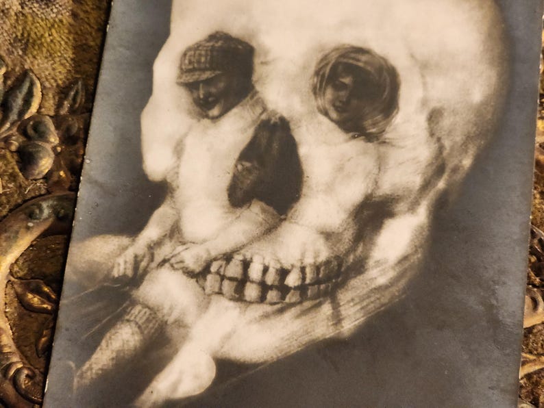 Antique Postcard, Skull, Curiosities, Metamorphic, Optical Illusion ...