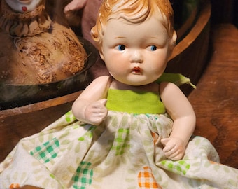 Muñeca de composición vintage, muñeca bebé, miniatura, Japón