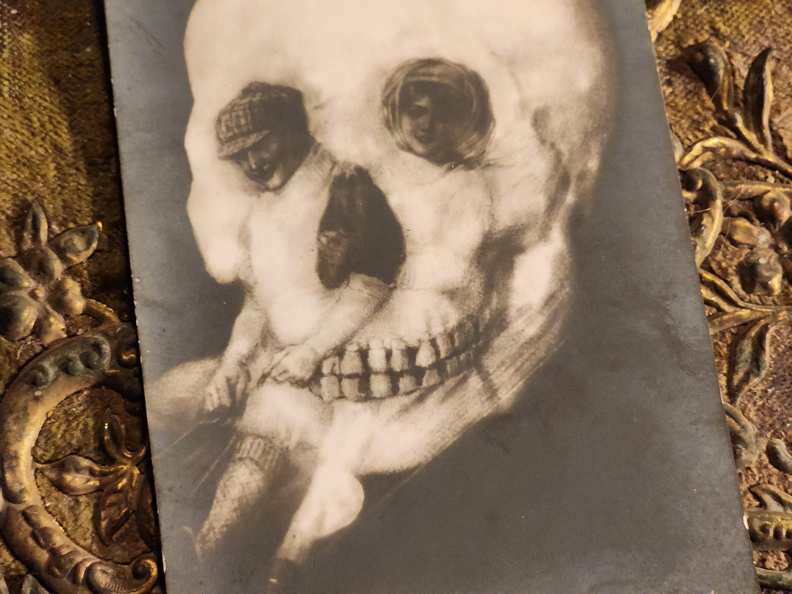 Antique Postcard, Skull, Curiosities, Metamorphic, Optical Illusion ...