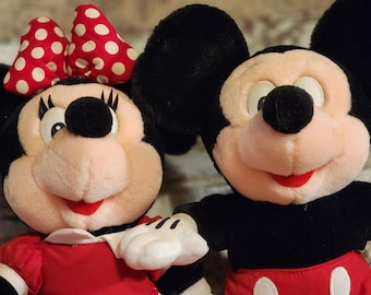 Vintage Mickey and Minnie Mouse Plush, Stuffed Animal, Disney World