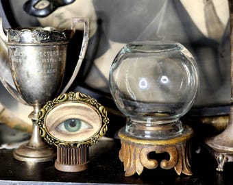Vintage Glass Display Globe on Stand, Assemblage, Curiosity Display