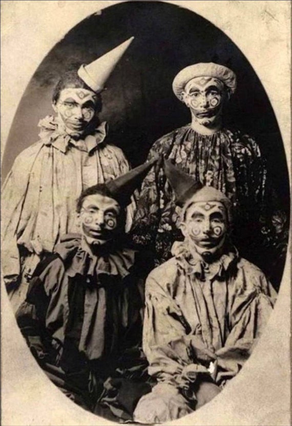 1900 s Clown Photo Reprint Halloween Costume Creepy Clown Oddities Curiosities Black and White Photo Vintage Clown