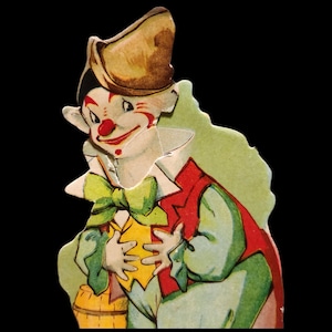 Vintage Mechanical Clown Valentine, Circus, Clown, Valentines, Ephemera