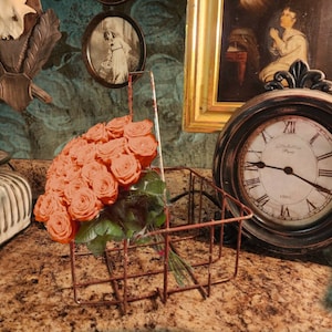 Vintage Chippy Red Wire Basket, Basket,  Metal Basket, Metal Basket, French Farmhouse, Country
