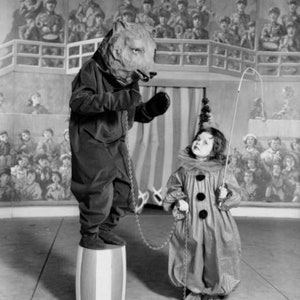 1900's Circus Photo, Reprint, Halloween Costume, Clown, Black and White Photo, Vintage Clown, Bear