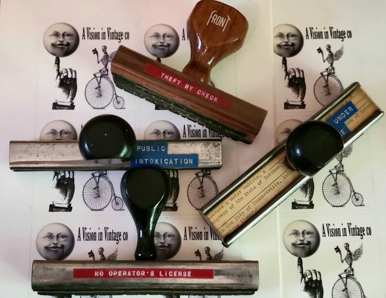 Vintage Police Wood Handled Rubber Stamps Police Department Etsy