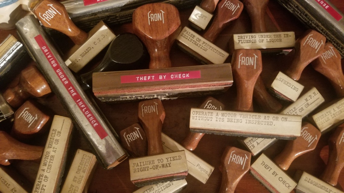 Vintage Police Wood Handled Rubber Stamps Police Department Etsy