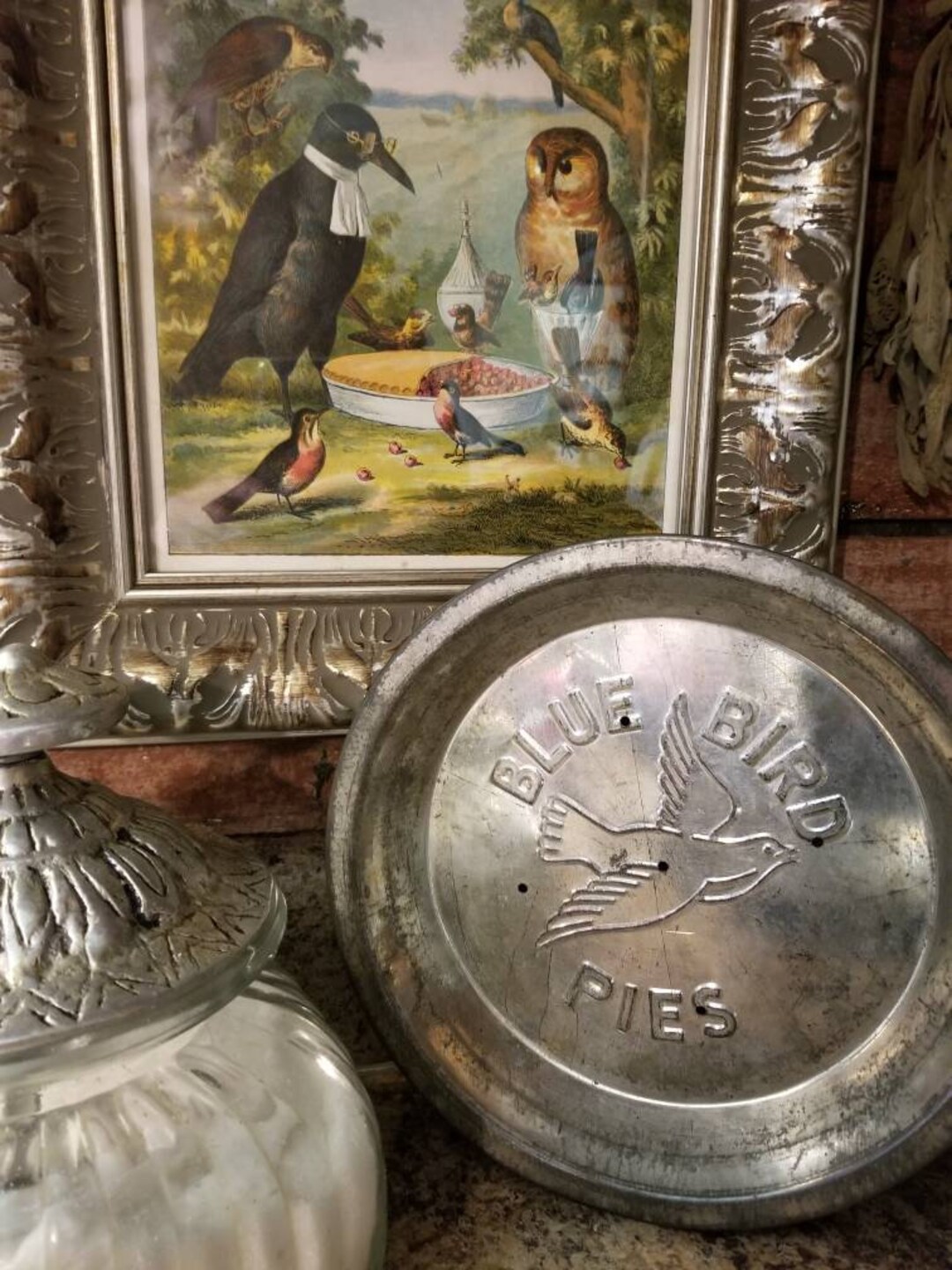 Vintage Blue Bird Pie Tin Kitchen Collectibles Pie Tin Etsy