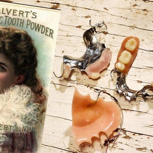 3 Dentures, Human Teeth, Partials, Oddities, Curiosities, Teeth, Assemblage, Altered Art, Mixed Media, Crafting, Bizarre, Creepy, Fake Teeth