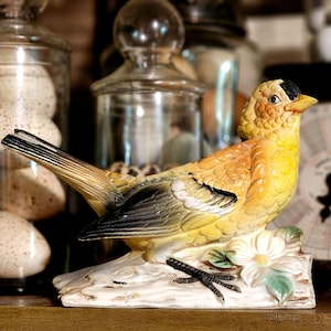 Vintage Bird Planter, Yellow Bird, Canary, Flower Pot, Planter, Japan