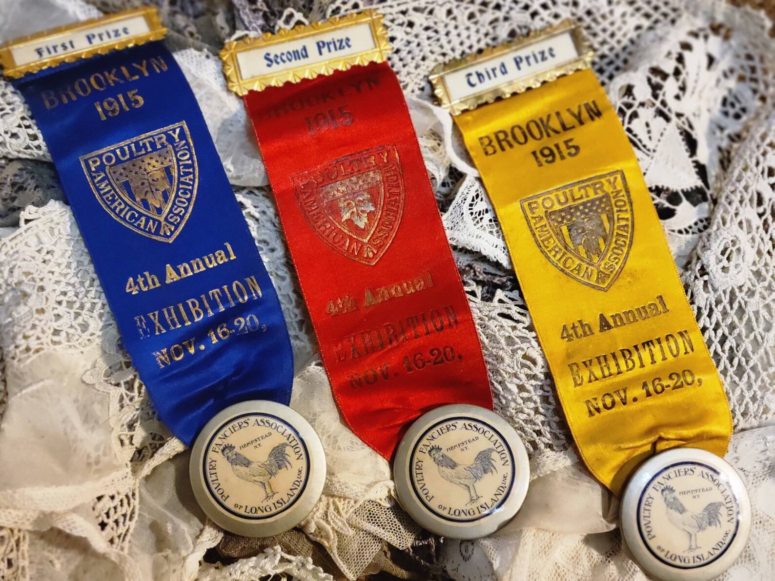 Antique Poultry Ribbon, 1915, Chicken, Award, Souvenir, Pinback ...
