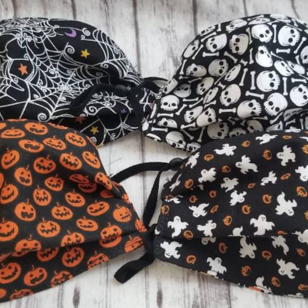 Halloween Face Mask | Set of all 4 or Single Mask | Spider Webs | Pumpkins | Skulls | Ghosts | Child & Adult Masks