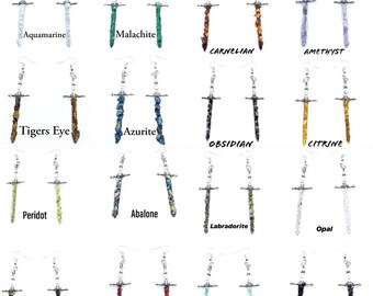 Dangly Earrings - Crushed Crystal Mystic Swords