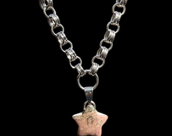 Mini Rhodonite Star Pendant Necklace