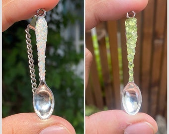 Crushed Gem Spoon Pendants
