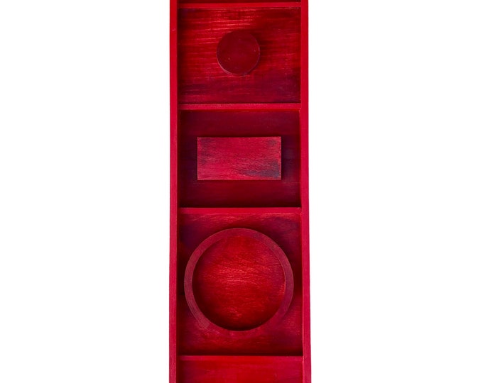 Abstract Red Geometric Wood Wall Sculpture 26 X 6 Red Three Dimensional