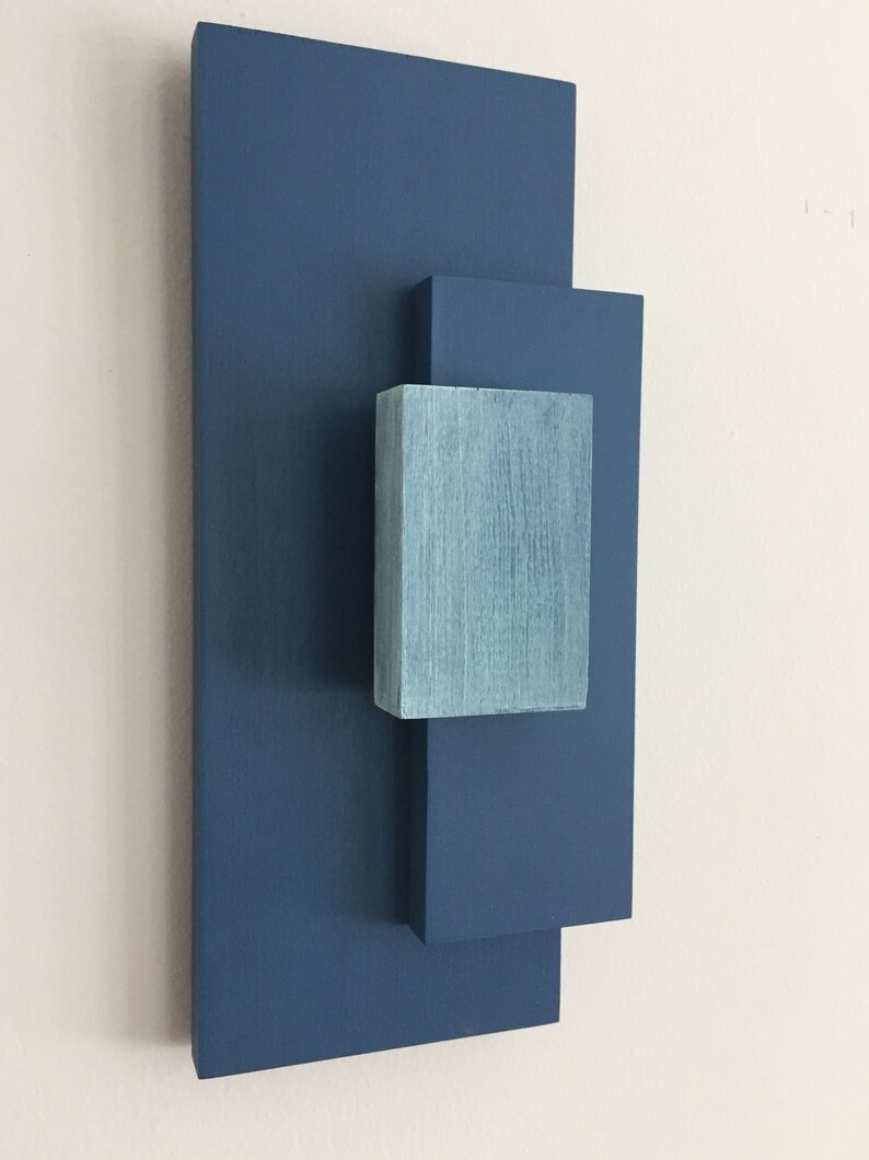 Abstract Wall Sculpture Blue Geometric Wall Sculpture | Etsy