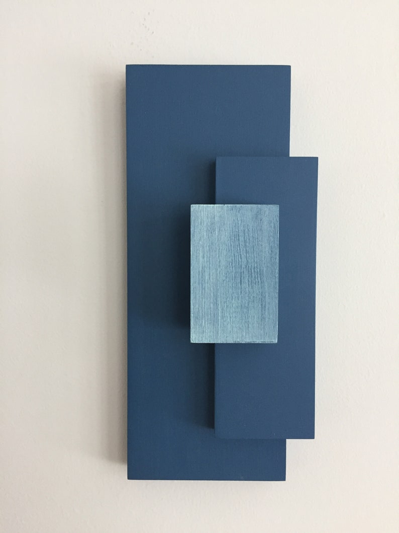 Abstract Wall Sculpture Blue Geometric Wall Sculpture | Etsy