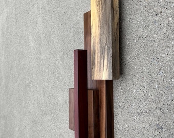 Original Abstract Wood Wall Sculpture, Handmade Dimensional Modern Wall Art, Made in the USA
