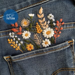 Flower Pocket Embroidery - Etsy Flower Pocket Embroidery - Etsy