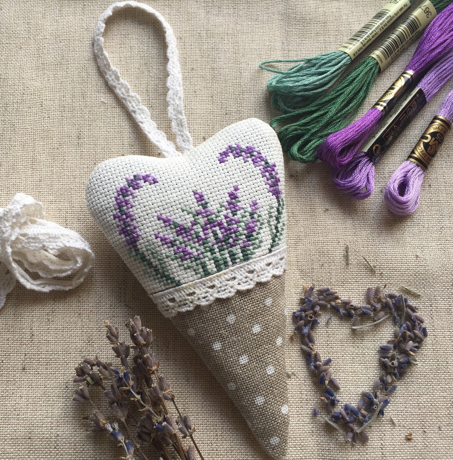 Coeur lavande sachet brodé cadeau pour elle Rustique fait Etsy